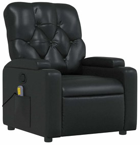 Poltrona de massagens reclinável couro artificial preto
