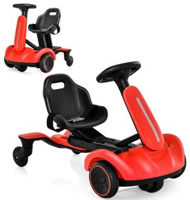 Kart elétrico 6V para crianças com assento ajustável com sons, rotação de 360 ​​graus, velocidade máxima de 4,8 km/h para crianças de 3 a 8 anos Verme
