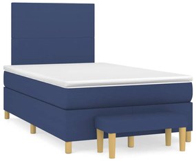 Cama boxspring com colchão 120x190 cm tecido azul