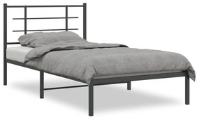 vidaXL Estrutura de cama com cabeceira 100x190 cm metal preto