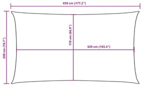 Para-sol estilo vela tecido oxford retangular 2x4,5 m vermelho