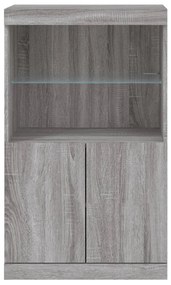 Aparador com luzes LED 60,5x37x100 cm cinzento sonoma