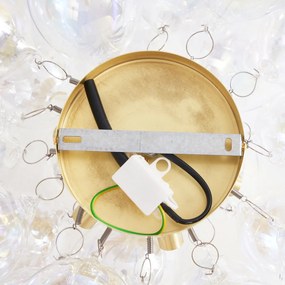 Candeeiro de Teto Design Latão com Vidro Arco-Íris 6 Luzes - Uvas