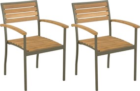 vidaXL Cadeiras de jardim empilháveis 2 pcs madeira acácia maciça/aço