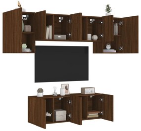 vidaXL 6pcs móveis de parede p/ TV derivados madeira carvalho castanho