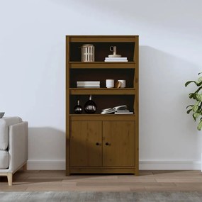 823522 vidaXL Aparador alto 80x35x154 cm madeira de pinho maciça castanho-mel