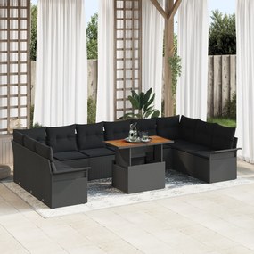 Conjunto de Sofás para Jardim vidaXL de 11 Peças com Almofadas Rattan
