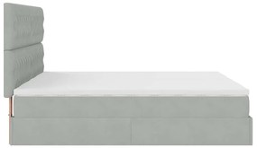 Estrutura cama otomana colchões 180x200cm veludo cinzento claro