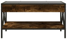 Mesa de centro luzes LED Infinity 70x50x38 cm carvalho fumado