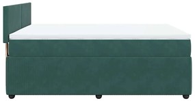 Cama com molas/colchão 140x200 cm veludo verde-escuro