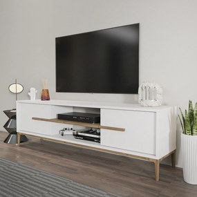 Móvel TV Eslem – Branco e Nogueira – 120 cm x 43,6 cm x 29,6 cm