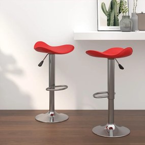 vidaXL Bancos de bar 2 pcs aço cromado e couro artificial vermelho