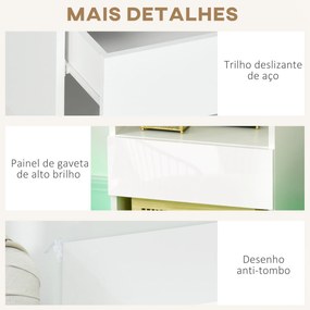 HOMCOM Mesa de Cabeceira Moderna com Luz LED Mesa de Cabeceira com Controlo Remoto Gaveta de Alto Brilho e 2 Prateleiras para Sala de Estar Dormitório 40x40x55 cm Branco