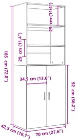 Armário alto 70x42,5x185 cm derivados madeira cinzento cimento