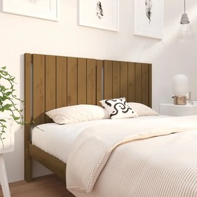 vidaXL Cabeceira de cama 140,5x4x100 cm pinho maciço castanho mel