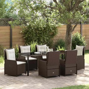 vidaXL Conjunto de Jantar de Jardim 7 Peças em Rattan Sintético Marrom
