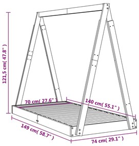 Estrutura de cama infantil 70x140 cm pinho maciço branco