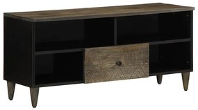 Móvel de TV 100x33x46 cm madeira de mangueira maciça preto