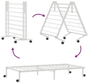 Estrutura de cama sem colchão Dobrável 100x190 cm aço branco
