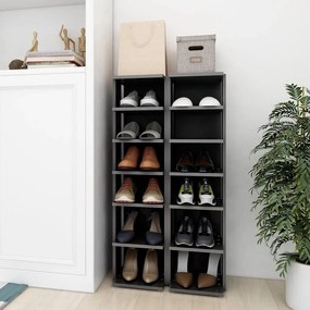 vidaXL Armários para sapatos 2 pcs 27,5x27x102 cm cinzento brilhante
