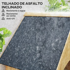 Armário Abrigo Jardim de Madeira 77,5x54,2x179,5 cm 0,3 m² para Arrumação de Ferramentas com 3 Prateleiras e 2 Portas com Fecho Madeira