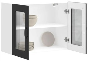 Armário de parede de cozinha porta vidro Kalmar preto