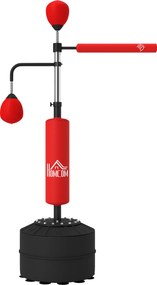 Punching Ball de Boxe com Altura Ajustável com 2 Bolas de Velocidade Barra Giratória 360° 88x50x160-230 cm Vermelho e Preto