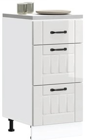 vidaXL Armário de cozinha baixo Lucca deriv. madeira branco brilhante