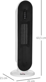 Aquecedor Cerâmico de Torre com Controlo Remoto - Branco e Preto - 21x