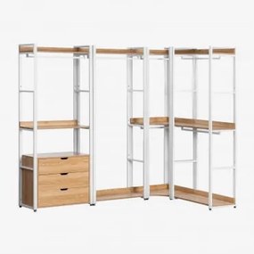 Armário Modular Aberto De Canto De 4 Peças Em Aço E Mdf Ariaster Natural - Sklum