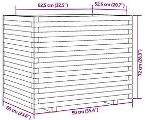 Vaso/floreira de jardim 90x60x72 cm pinho maciço branco