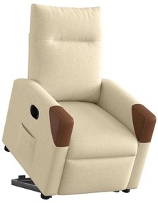 Poltrona reclinável elevatória elétrica tecido cor creme