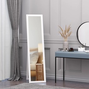Espelho de pé de Corpo Inteiro Retangular Espelho de Parede com 2 Formas de Uso para Dormitórios Sala de Estar Corredor 37x48x152cm Branco