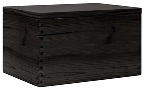 Caixa de madeira tampa preta 40x30x23cm pinho madeira maciça