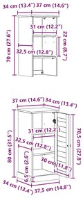 Conjunto de Móveis para Banheiro 2 pcs Marrom e marrom mel