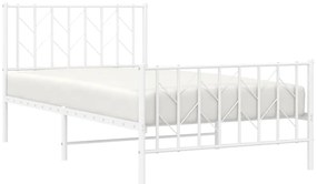 Estrutura de cama com cabeceira e pés 100x200 cm metal branco