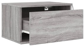 Mesa de cabeceira de parede com luzes LED cinzento sonoma