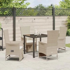 Cadeiras de Jardim Reclináveis 5 pcs Bege 80 x 80 x 73 cm