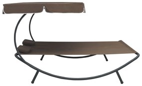 Espreguiçadeira com toldo e almofadas castanho