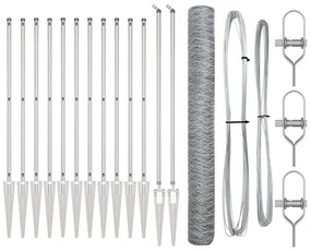 Conjunto de Cercas Conjunto de 2 Aço galvanizado 25 x 1,2 m