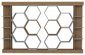 Estante Sueno – Branco/Nogueira – 140x29,6x177,4 cm
