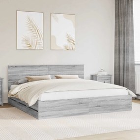 vidaXL Estrutura da Cama com gaveta Cinza Sonoma 200 x 200 cm