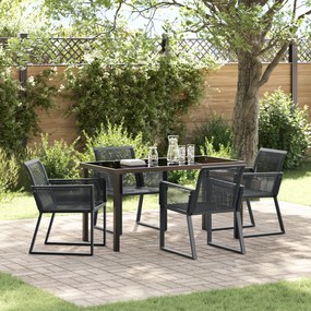vidaXL Conjunto de Jantar de 5 Peças Rattan Poliéster Preto