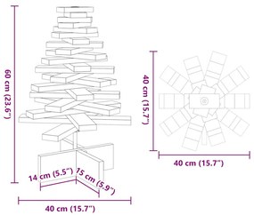 Árvore Natal decorativa 60 cm madeira de pinho maciça branco