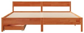 Cama sem colchão 160x200 cm madeira pinho maciço castanho-mel
