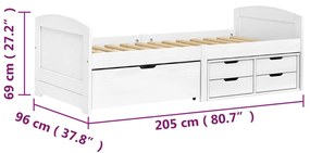 Estrutura de Cama Agata com 5 Gavetas - 90x200cm - Branco - Design Nat