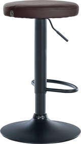 Conjunto de 2 bancos altos em couro sintético de estrutura preta 60-81 x 38,5 cm castanho