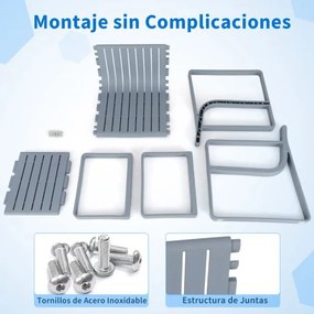 Conjunto de móveis de jardim de 2 peças Cadeira PP com mesa e cadeira de ripas Bistro para alpendre e jardim Cinzento