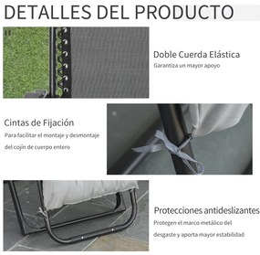 Outsunny Cadeira reclinável dobrável com almofada removível acolchoado de textilene Porta-copos para pátio jardim praia Carga 150 kg 90x65x110 cm Cinza