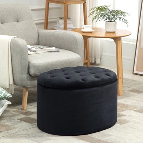 Banco de arrumação estofado com espaço de arrumação para corredor, quarto ou sala, 71 x 52 x 42 cm, preto